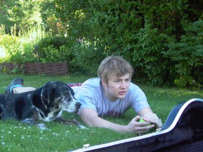 The author's son, Billy Taylor, who makes a mean salad dressing, with their dog Gumbo from earlier days The author's son, Billy Taylor, who makes a mean salad dressing, with their dog Gumbo from earlier days