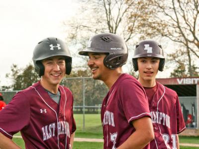 East Hampton High’s baseball players, above, had the last laugh in the season’s final series last week, winning three in a row from Amityville; E. Bistrian, hounded below by a Sayville defender, and her very young girls lacrosse teammates went 2-12 this spring. East Hampton High’s baseball players, above, had the last laugh in the season’s final series last week, winning three in a row from Amityville; E. Bistrian, hounded below by a Sayville defender, and her very young girls lacrosse teammates went 2-12 this spring.