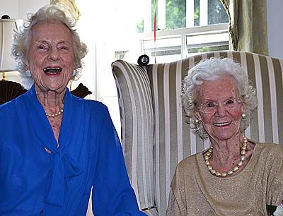Camilla Jewett, left, and Elsie Garretson soaked up the attention at their 100th birthday celebration hosted by the Ladies Village Improvement Society on Monday. Camilla Jewett, left, and Elsie Garretson soaked up the attention at their 100th birthday celebration hosted by the Ladies Village Improvement Society on Monday.