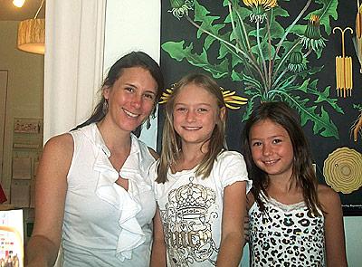 Mariah Bruehl, blogger, author, and owner of Playful Learning in Sag Harbor, posed in the shop with her daughters, Marilyn and Ella.