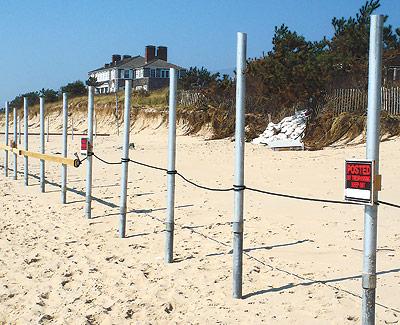 A Georgica Beach property owner has been cited by East Hampton Village and the State Department of Environmental Conservation for fencing off a section of ocean beach. A Georgica Beach property owner has been cited by East Hampton Village and the State Department of Environmental Conservation for fencing off a section of ocean beach.