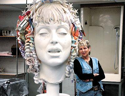 Audrey Flack with her latest piece, “Self-Portrait as St. T­eresa.” A major exhibition of her sculpture, the first in 30 years, opens at the Gary Snyder Gallery in Chelsea on April 19.