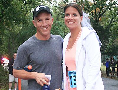 He did the full, she did the half, and the bridesmaids did the 5K. He did the full, she did the half, and the bridesmaids did the 5K.