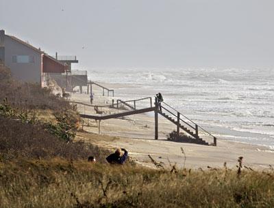 A desperate scene along the Sagaponack ocean shoreline on Oct. 30