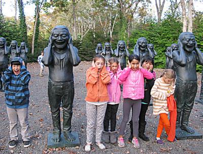 On a visit to the LongHouse Reserve in East Hampton this fall, young members of a nature club sponsored by Third House Nature Center posed with sculptures by Yue Min Jun. On a visit to the LongHouse Reserve in East Hampton this fall, young members of a nature club sponsored by Third House Nature Center posed with sculptures by Yue Min Jun.