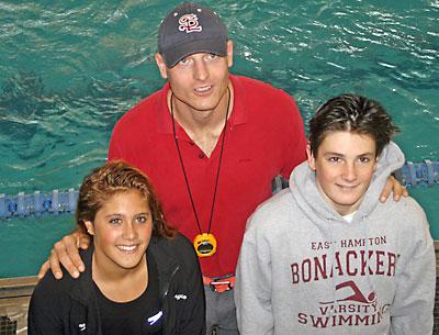 Tom Cohill, shown with Georgie Bogetti and Trevor Mott, was impressed by their long-distance performances at Lehman College this past weekend. Tom Cohill, shown with Georgie Bogetti and Trevor Mott, was impressed by their long-distance performances at Lehman College this past weekend.