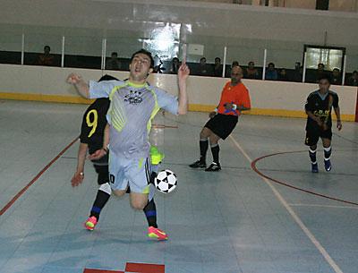 Antonio Padilla, of Scorpion, taking flight above, was the men’s open futsal final’s most valuable player. Antonio Padilla, of Scorpion, taking flight above, was the men’s open futsal final’s most valuable player.