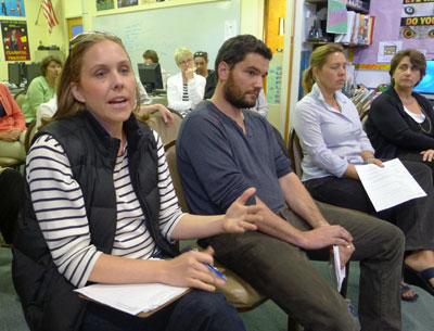 Amy Duryea-Kelly and Tom Flight asked the Montauk School Board to increase the 2013-14 budget proposal to pay for smaller class sizes, especially for younger students. The answer was no, and the board approved the budget for $18.7 million on Tuesday. Amy Duryea-Kelly and Tom Flight asked the Montauk School Board to increase the 2013-14 budget proposal to pay for smaller class sizes, especially for younger students. The answer was no, and the board approved the budget for $18.7 million on Tuesday.