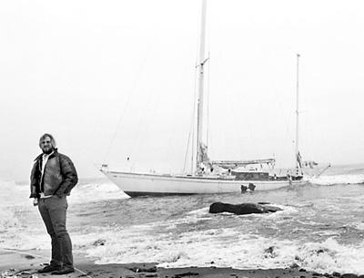 Bryce Muir of Maine, Amazon’s captain, stood on the beach in front of the yacht after she ran aground just west of Ditch Plain Beach in Montauk on May 8, 1978. Bryce Muir of Maine, Amazon’s captain, stood on the beach in front of the yacht after she ran aground just west of Ditch Plain Beach in Montauk on May 8, 1978.