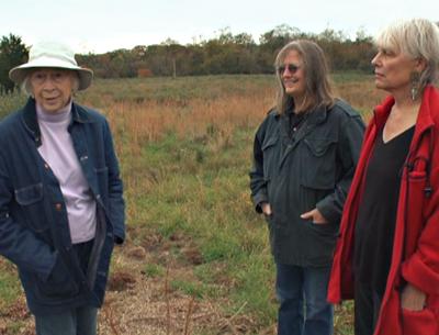 Cile Downs, left, with Dai Dayton and Sandra Ferguson, appear in a short film made by Ms. Downs and the Accabonac Protection Committee about preserving natural grasslands. It will be shown Friday, July 19 at the Springs Presbyterian Church. Cile Downs, left, with Dai Dayton and Sandra Ferguson, appear in a short film made by Ms. Downs and the Accabonac Protection Committee about preserving natural grasslands. It will be shown Friday, July 19 at the Springs Presbyterian Church.