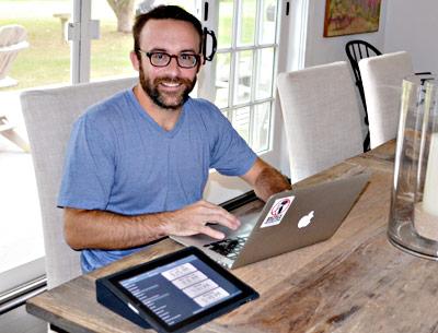 Randy Meech demonstrated Tides Near Me, an application he created for fishermen, at his Shelter Island house recently. Randy Meech demonstrated Tides Near Me, an application he created for fishermen, at his Shelter Island house recently.
