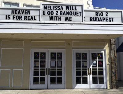 Robert Anderson Jr. enlisted the help of the East Hampton Cinema last Thursday to ask his girlfriend, Melissa Perez, to be his date for his senior banquet. She said yes.