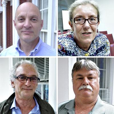 Four candidates are vying for two seats on the Sag Harbor Village Board, clockwise, John Shaka, Sandra Schroeder, Bruce Stafford, Robby Stein. Four candidates are vying for two seats on the Sag Harbor Village Board, clockwise, John Shaka, Sandra Schroeder, Bruce Stafford, Robby Stein.