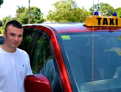 Jorge Jerome, 25, a Montauk resident and veteran of the war in Afghanistan, was arrested last week by East Hampton Town detectives and charged with having a forged permit on his taxi. Jorge Jerome, 25, a Montauk resident and veteran of the war in Afghanistan, was arrested last week by East Hampton Town detectives and charged with having a forged permit on his taxi.
