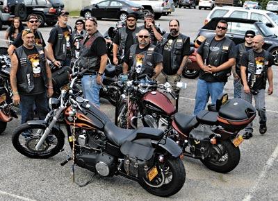 Members of East End motorcycle clubs gathered at East Hampton Town Justice Court last Thursday to support one of their own, who was injured by a drunken driver, police say. Members of East End motorcycle clubs gathered at East Hampton Town Justice Court last Thursday to support one of their own, who was injured by a drunken driver, police say.