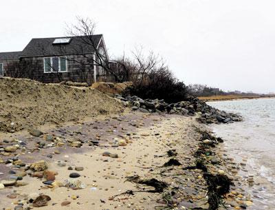 Erosion of the beach in front of her house at Lazy Point in Amagansett led Susan Knobel to ask the East Hampton Town Trustees, who own the land, to transfer her lease to a lot on higher ground. Erosion of the beach in front of her house at Lazy Point in Amagansett led Susan Knobel to ask the East Hampton Town Trustees, who own the land, to transfer her lease to a lot on higher ground.