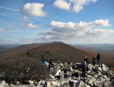 The Hawk Mountain Sanctuary in Pennsylvania is a mecca for migrating raptors and the birders who watch them. The Hawk Mountain Sanctuary in Pennsylvania is a mecca for migrating raptors and the birders who watch them.