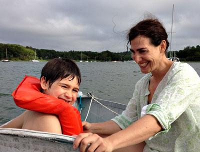 Sarah Koenig and her son enjoyed some time off on the water this summer in Sag Harbor.