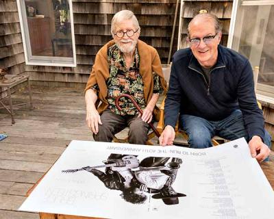 John Berg, left, designed Bruce Springsteen’s iconic “Born to Run” album cover in 1975 from a photo taken by Eric Meola, right. John Berg, left, designed Bruce Springsteen’s iconic “Born to Run” album cover in 1975 from a photo taken by Eric Meola, right.