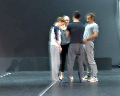 For members of Strangemen & Co., rehearsal is more likely to involve physical movement than line reading. For members of Strangemen & Co., rehearsal is more likely to involve physical movement than line reading.