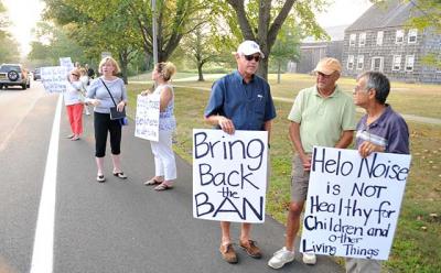 After picketing outside Town Hall last Thursday night, residents affected by aircraft noise told the town board an overnight curfew this summer gave limited relief and urged continued efforts. After picketing outside Town Hall last Thursday night, residents affected by aircraft noise told the town board an overnight curfew this summer gave limited relief and urged continued efforts.