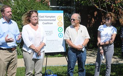 Members of the East Hampton Environmental Coalition, including, from left, Jeremy Samuelson, Kathleen Cunningham, Jim Matthews, Marcia Bystryn, and Susan Harder, announced several initiatives to help voters understand where local candidates stand as the November town and village elections approach. Members of the East Hampton Environmental Coalition, including, from left, Jeremy Samuelson, Kathleen Cunningham, Jim Matthews, Marcia Bystryn, and Susan Harder, announced several initiatives to help voters understand where local candidates stand as the November town and village elections approach.