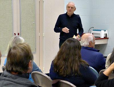 Tom Bogdan talked to the Montauk Citizens Advisory Committee about Montauk United, a group he formed this summer in response to the chaos that had come to reign in the hamlet. Tom Bogdan talked to the Montauk Citizens Advisory Committee about Montauk United, a group he formed this summer in response to the chaos that had come to reign in the hamlet.
