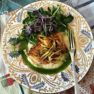 Patrick Clark’s horseradish-crusted halibut. Patrick Clark’s horseradish-crusted halibut.