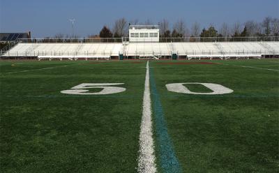 East Hampton High School’s football field, pictured here, is artificial turf. Plans to install a similar turf playing field at the Pierson Middle and High School have come under scrutiny by some parents. East Hampton High School’s football field, pictured here, is artificial turf. Plans to install a similar turf playing field at the Pierson Middle and High School have come under scrutiny by some parents.