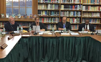 From left, Tim Frazier and Liz Mendelman, the Springs School Board vice president and president, both voted to adopt the proposed 2016-17 budget after John J. Finello, the superintendent, and Carl O. Fraser, the interim business administrator, briefed the board on Monday. From left, Tim Frazier and Liz Mendelman, the Springs School Board vice president and president, both voted to adopt the proposed 2016-17 budget after John J. Finello, the superintendent, and Carl O. Fraser, the interim business administrator, briefed the board on Monday.