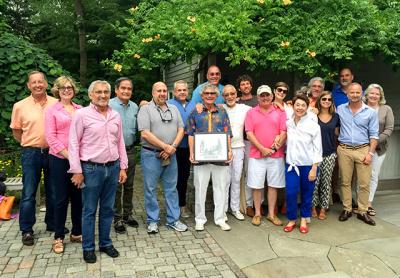 On Sunday, members of the Wainscott Citizens Advisory Committee celebrated the contributions of Dennis D’Andrea, center, over his 30 years on the committee. On Sunday, members of the Wainscott Citizens Advisory Committee celebrated the contributions of Dennis D’Andrea, center, over his 30 years on the committee.