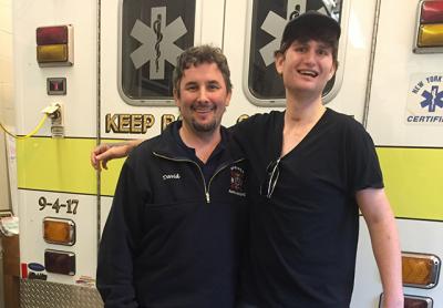David Baumrind, a paramedic with the Springs Fire Department, said a surprise meeting with Camaron Cassidy, right, “was just about the best experience I’ve had in my E.M.S. career.”