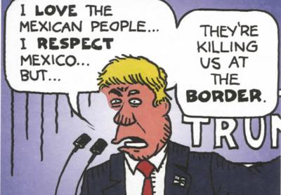 Ted Rall, a political cartoonist, will speak about his work and his new graphic biography, "Trump," at the Amagansett Library on Aug. 4.