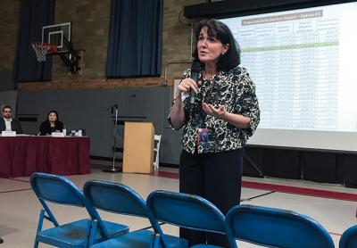 Katy Graves, the Sag Harbor School District superintendent, pictured here during a school event in March, received a one-year contract extension on Monday. Katy Graves, the Sag Harbor School District superintendent, pictured here during a school event in March, received a one-year contract extension on Monday.