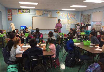 The Springs School’s fourth grade has 75 students and average class sizes of 25. Above, Beth Scammell, with her fourth-grade class. The Springs School’s fourth grade has 75 students and average class sizes of 25. Above, Beth Scammell, with her fourth-grade class.
