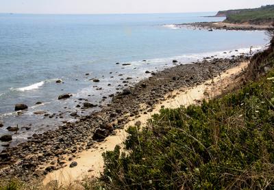 The large rocks deposited in this area when it was formed by a glacier some 25,000 years ago fall out of the Montauk bluffs as they recede, ending up on the beach and, as sea level rises, in the water. The large rocks deposited in this area when it was formed by a glacier some 25,000 years ago fall out of the Montauk bluffs as they recede, ending up on the beach and, as sea level rises, in the water.