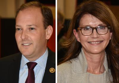 Representative Lee Zeldin and Anna Throne-Holst, his challenger. Representative Lee Zeldin and Anna Throne-Holst, his challenger.
