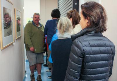 Lines to vote at the East Hampton Emergency Services Building were out the door and into the hallway at midday on Tuesday. Lines to vote at the East Hampton Emergency Services Building were out the door and into the hallway at midday on Tuesday.