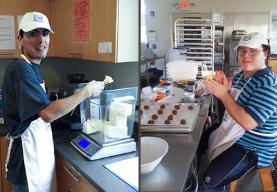 Bryan, left, measured ingredients. Robert portioned gingersnaps. Bryan, left, measured ingredients. Robert portioned gingersnaps.