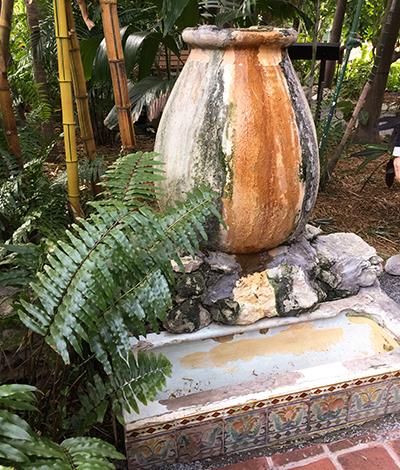 The urinal from the old Sloppy Joe’s has found a place in the Hemingway garden.