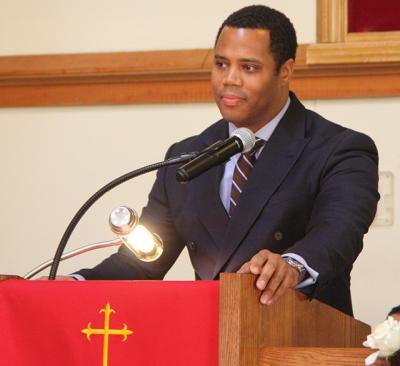 Dr. Gregory Parks, who was born and raised in East Hampton, gave a stirring keynote address at the Calvary Baptist Church service on Monday in honor of the Rev. Dr. Martin Luther King Jr. Dr. Gregory Parks, who was born and raised in East Hampton, gave a stirring keynote address at the Calvary Baptist Church service on Monday in honor of the Rev. Dr. Martin Luther King Jr.