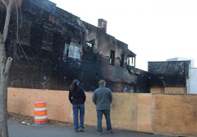 The owner of the Sag Harbor Cinema site, which is partially vacant after the cinema’s lobby was demolished in December, has yet to grant the owners of 69 Main Street access across his property so that they can begin to shore up the building. The owner of the Sag Harbor Cinema site, which is partially vacant after the cinema’s lobby was demolished in December, has yet to grant the owners of 69 Main Street access across his property so that they can begin to shore up the building.