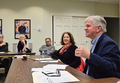 Assemblyman Fred W. Thiele Jr. is pushing Southampton Town to file an application for $700,000 for pedestrian and traffic safety improvements in Bridgheampton. At a Bridgehampton Citizens Advisory Committee meeting Monday, Sybille van Kempen, at left, whose mother, Anna Pump, was killed crossing Montauk Highway in Bridgehampton in 2015, listened. Assemblyman Fred W. Thiele Jr. is pushing Southampton Town to file an application for $700,000 for pedestrian and traffic safety improvements in Bridgheampton. At a Bridgehampton Citizens Advisory Committee meeting Monday, Sybille van Kempen, at left, whose mother, Anna Pump, was killed crossing Montauk Highway in Bridgehampton in 2015, listened.