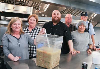 Volunteers gathered in the Scoville Hall kitchen to prepare for the annual soup and chili dinner sponsored by the Amagansett Presbyterian Church with contributions from Nick and Toni’s and Bostwick’s, among others. At Almond, its co-owner and head chef, Jason Weiner (below preparing headcheese for the first course), collaborated with Jeremy Blutstein from East by Northeast to concoct a “whole animal, cured, pickled, fermented, and preserved-things beer dinner.” Volunteers gathered in the Scoville Hall kitchen to prepare for the annual soup and chili dinner sponsored by the Amagansett Presbyterian Church with contributions from Nick and Toni’s and Bostwick’s, among others. At Almond, its co-owner and head chef, Jason Weiner (below preparing headcheese for the first course), collaborated with Jeremy Blutstein from East by Northeast to concoct a “whole animal, cured, pickled, fermented, and preserved-things beer dinner.”