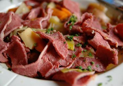 For those unable to get to Indian Wells Tavern in Amagansett on Friday, the restaurant’s chef, Tyler Hannibal, has shared the recipe for his version of corned beef, pictured above. For those unable to get to Indian Wells Tavern in Amagansett on Friday, the restaurant’s chef, Tyler Hannibal, has shared the recipe for his version of corned beef, pictured above.