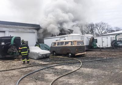 The fire was reported in a commercial building on Washington Avenue in East Hampton. The fire was reported in a commercial building on Washington Avenue in East Hampton.