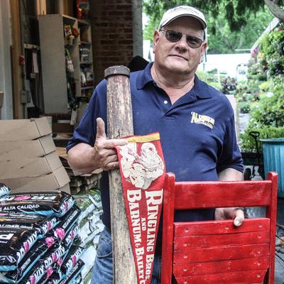 Donald Horowitz collects circus memorabilia, including a circa 1950s pennant and chair from Ringling Bros. and Barnum & Bailey Circus, and a tent stake he believes dates to the 1930s. Donald Horowitz collects circus memorabilia, including a circa 1950s pennant and chair from Ringling Bros. and Barnum & Bailey Circus, and a tent stake he believes dates to the 1930s.