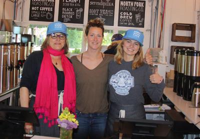 Juliana Nash, Amanda Merrow, and Ruby Stenerson at the Amber Waves Farm Market. Juliana Nash, Amanda Merrow, and Ruby Stenerson at the Amber Waves Farm Market.