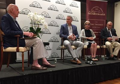 This is not a good time to sell your house, a panel of top Hamptons real estate brokers agreed last week. From left, Jim Oxnam, the moderator, John Gicking, Diane Saatchi, and Peter Turino. This is not a good time to sell your house, a panel of top Hamptons real estate brokers agreed last week. From left, Jim Oxnam, the moderator, John Gicking, Diane Saatchi, and Peter Turino.