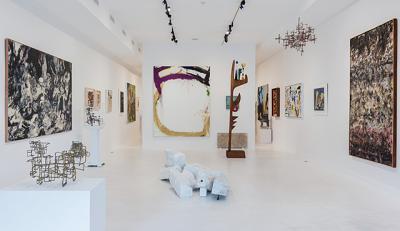 Works by Ibram Lassaw, Nick Carone, Norman Bluhm, Sidney Geist, and Alfonso Ossorio, left to right, are at Eric Firestone. Works by Ibram Lassaw, Nick Carone, Norman Bluhm, Sidney Geist, and Alfonso Ossorio, left to right, are at Eric Firestone.